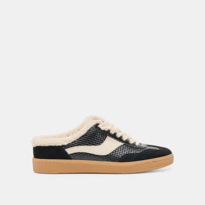 DOLCE VITA NOTICE SLIDE PLUSH SNEAKERS BLACK WOVEN LEATHER