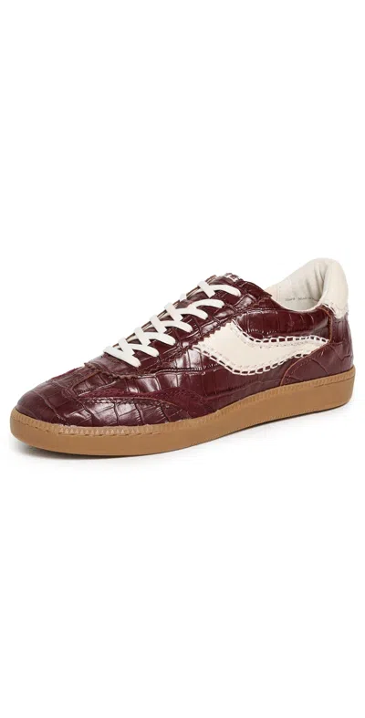 Dolce Vita Notice Stitch Croc Sneakers Oxblood Croco Embossed Leather In Burgundy