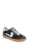 Dolce Vita Notice Black And White Leather Color Block Lace-up Sneakers In Onyx Calf Hair