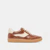 Dolce Vita Notice Stitch Sneakers Cognac Croco Embossed Leather In Brown