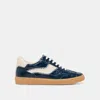 Dolce Vita Notice Stitch Sneakers Ink Croco Embossed Leather In Blue