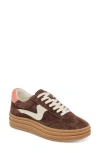 Dolce Vita Notice X Platform Sneaker In Dark Brown Suede