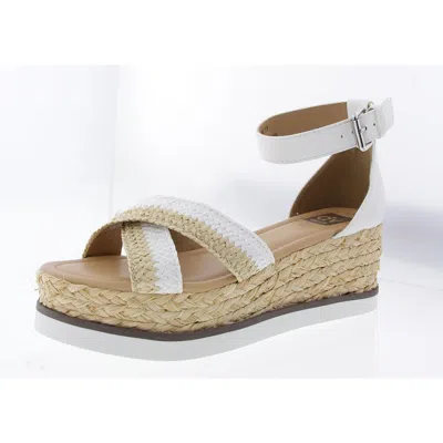 Dolce Vita Odel Womens Mixed Media Faux Leather Platform Sandals In White