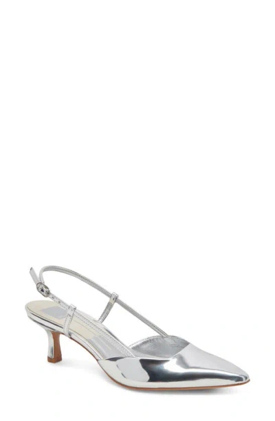 Dolce Vita Women's Odela Pointed-toe Slingback Kitten-heel Pumps In Silver Stella