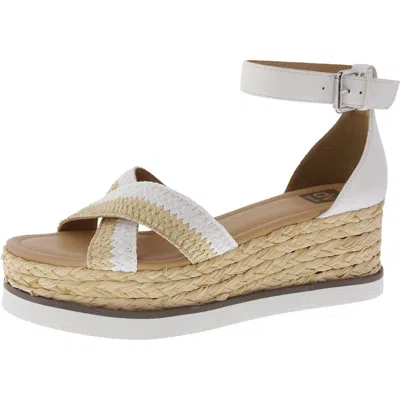 Dolce Vita Odell Womens Platform Ankle Strap Wedge Sandals In White