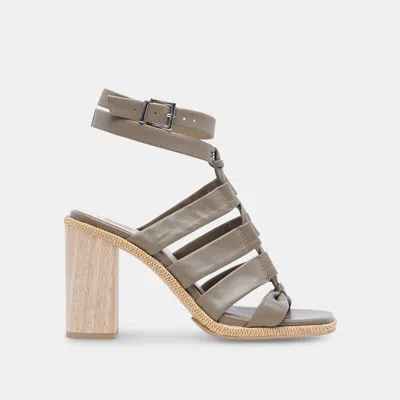 Dolce Vita Olema Heels Dark Olive Leather In Gray