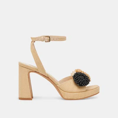 Dolce Vita Olivea Heels Black Natural Raffia In Brown