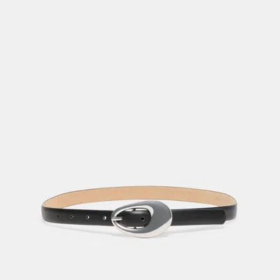 Dolce Vita Organic Oval Buckle Belt In Black Silver Size Medium/large By