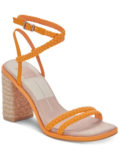 Dolce Vita Oro Womens Ankle Strap Heeled Espadrilles In Orange