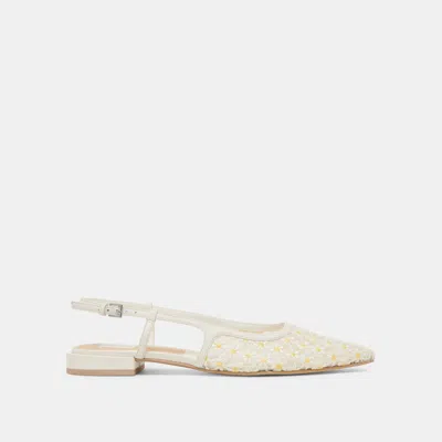 Dolce Vita Pamie Floral Flats White Yellow Floral Mesh