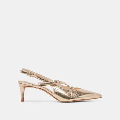 Dolce Vita Pamla Mid Heels Light Gold Distressed Leather