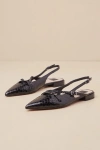 Dolce Vita Pamla Midnight Snake-embossed Leather Slingback Flats In Black