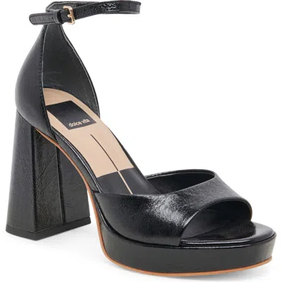 Dolce Vita Pandro Ankle Strap Platform Sandal In Midnight Crinkle