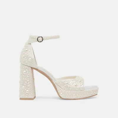 Dolce Vita Pandro Pearl Heels True White Satin