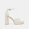 Dolce Vita Pandro Pearl Wide Heels True White Satin