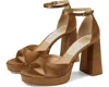 Dolce Vita Pandro Sandal Women's 9.5 Brown Leather Ankle Strap Block Heel Zpo904 In Brown