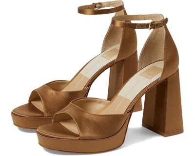 Dolce Vita Pandro Sandal Women's 9.5 Brown Leather Ankle Strap Block Heel Zpo904