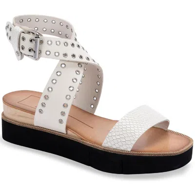 Dolce Vita Panko Stud Womens Studded Embossed Platform Sandals In White