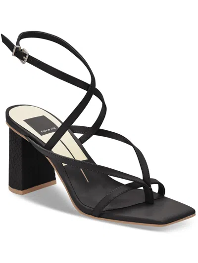 Dolce Vita Paroo Womens Leather Ankle Strap Heels In Black