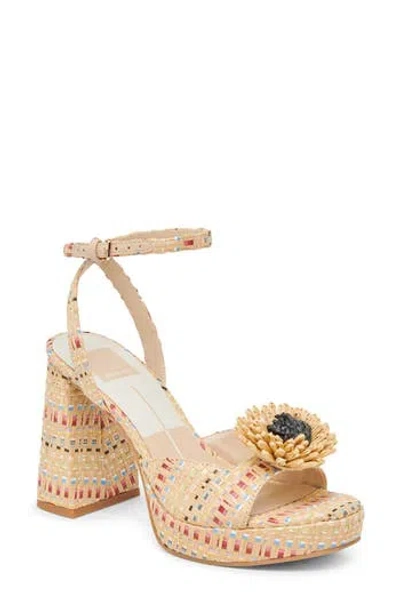 Dolce Vita Paulos Platform Sandal In Pastel Multi Raffia
