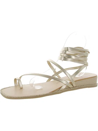 Dolce Vita Pauly Womens Faux Leather Open Toe Wedge Sandals In White