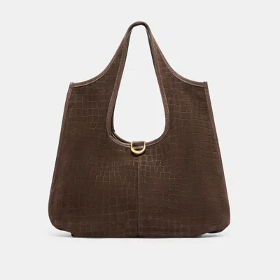 Dolce Vita Pava Tote In Mid Brown Embossed Suede By