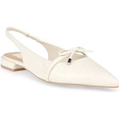 Dolce Vita Payge Pointed Toe Slingback Pump In Off White Crinkle Patent Leather