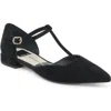 Dolce Vita Peaty T-strap Pointed Toe Flat In Black
