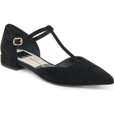 Dolce Vita Peaty T-strap Pointed Toe Flat In Black
