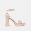 Dolce Vita Peltin Heels Light Pink Woven Raffia In Brown