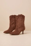 Dolce Vita Penrose Chestnut Suede Pointed-toe Booties In Brown