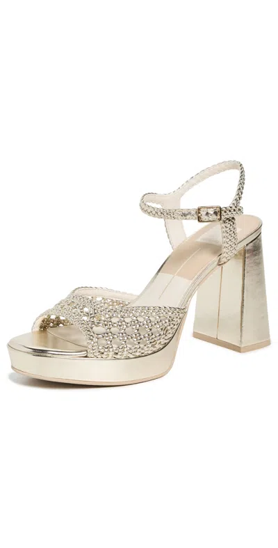 Dolce Vita Peyten Sandals Light Gold Woven Stella In Light Gold Woven Leather