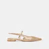 Dolce Vita Phinly Ballet Flat Womens Gold Distressed Leather Cut-out Gal1181