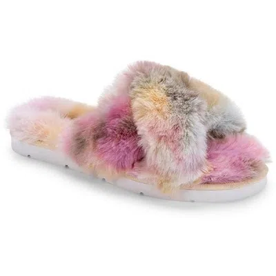 Dolce Vita Pillar Slippers Women's Multi Faux Fur Crossband Slide Jobb1336 In Pink