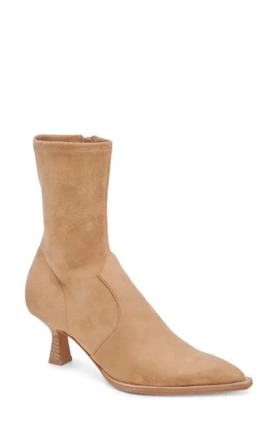 Dolce Vita Pointed Toe Bootie In Camel Suede