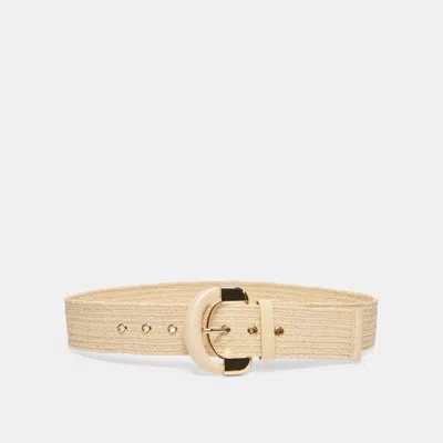 Dolce Vita Raffia Oversized Buckle Belt In Natural Size Medium/large By  In Neutral
