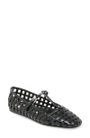 Dolce Vita Women's Rains T-strap Woven Mary Jane Flats In Black Leather