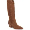 Dolce Vita Raj Pointed Toe Knee High Boot In Brown Suede