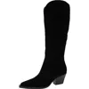 Dolce Vita Raj Wide Calf Onyx Suede Leather Pointed-toe Knee-high Boots In Black