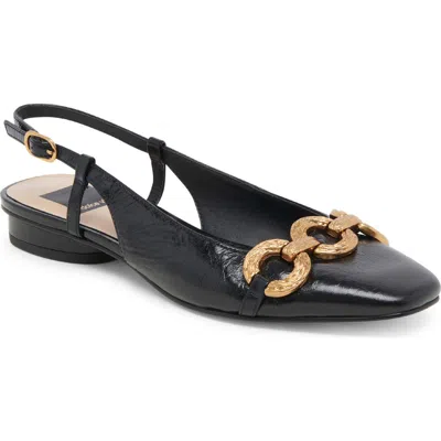 Dolce Vita Ramano Slingback Flat In Midnight Crinkle Patent Leather