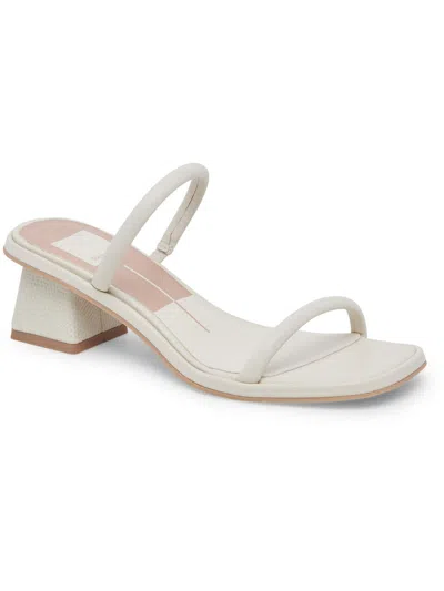 Dolce Vita Ramize Womens Faux Leather Open Toe Mule Sandals In White