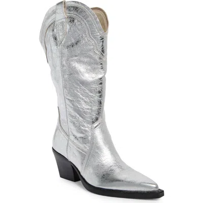 Dolce Vita Rasima Metallic Cowboy Boot In Silver