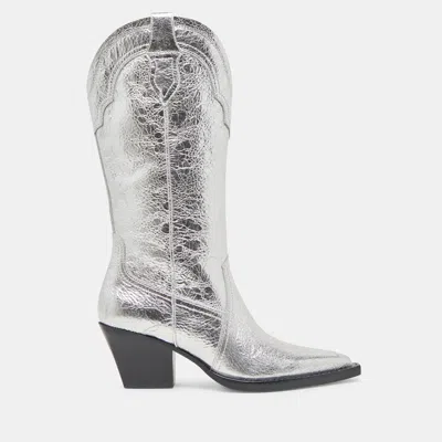 Dolce Vita Rasima Metallic Cowboy Boot In Silver