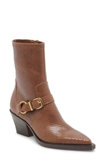 Dolce Vita Rave Pointed Toe Bootie In Saddle Embossed
