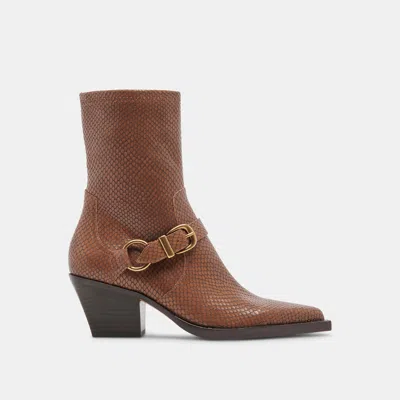 Dolce Vita Rave Wide Calf Boots Saddle Embossed Leather
