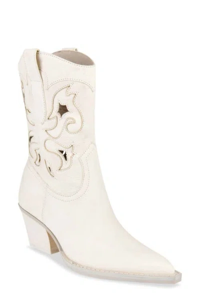 Dolce Vita Ravena Cutout Western Boot In Off White Nubuck