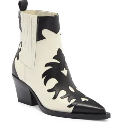 Dolce Vita Renia Western Bootie In Black/white Leather