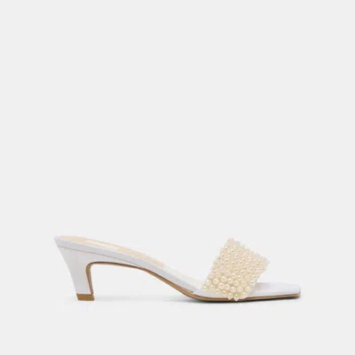 Dolce Vita Rexa Pearl Heels Off White Satin In Silver