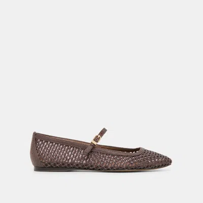 Dolce Vita Reyes Ballet Flats Chocolate Woven Raffia In Brown