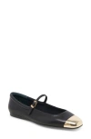Dolce Vita Reyes Cap Toe Mary Jane Flat In Black Leather
